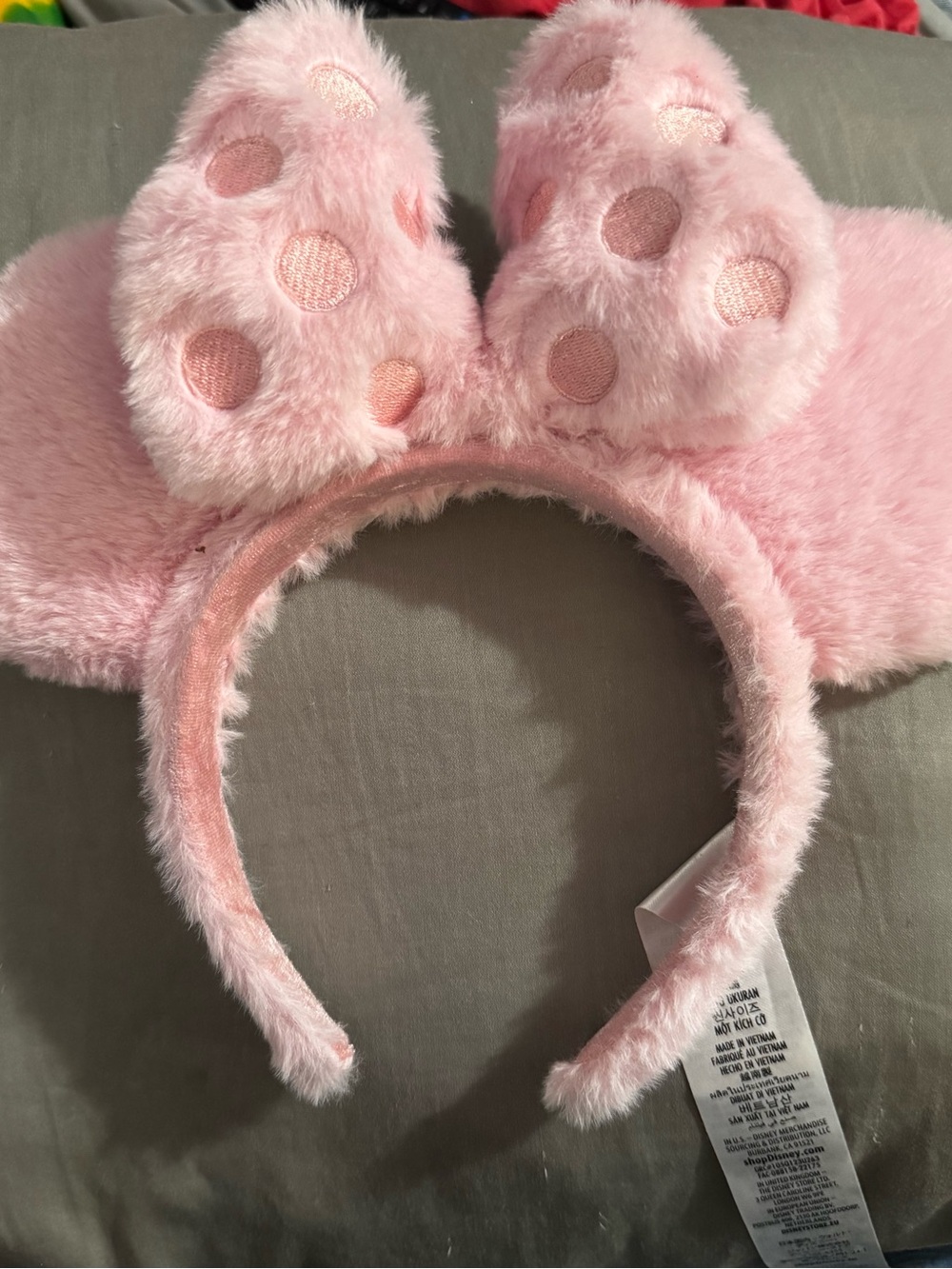 Disney Parks Plush Pink Polka Dot Bow Headband